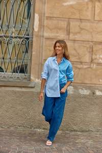 Betty Basics Stevie Shirt Blue Stripe Contrast