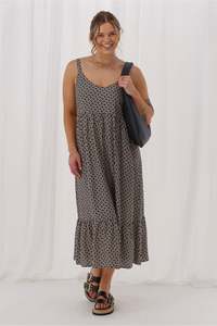 Shine On Label Trellis Sundress Black Natural Geo