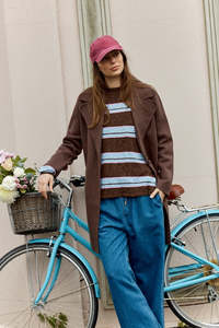 All Tops: Betty Basics Natasha Knit Top Chocolate Stripe