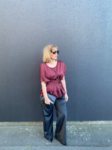 Celebration Potter Pintuck Top Burgundy