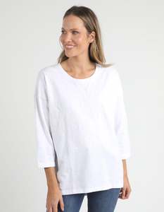 Tees: Elm Annie 3/4 Sleeve Tee White