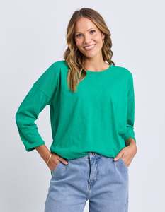 Tees: Elm Annie 3/4 Sleeve Tee Turquoise