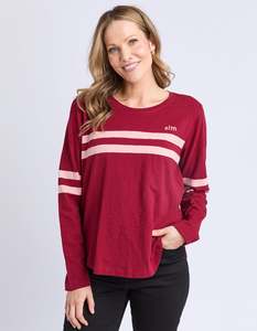 Tees: Elm Adora Long Sleeve Tee Maroon