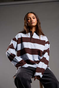 Silent Theory Darby Rugby Top Chocolate Stripe
