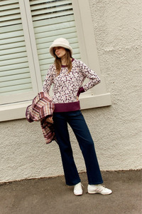 Sale: Betty Basics Maisie Sweater Wine Petal Jacquard