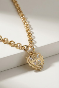Stella + Gemma Heart Fob Necklace Gold