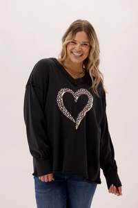 Rebel Club Brushed Heart Sweater Black