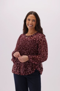 Gloss By Shine On: Gloss The Label Lumen Shirred Bodice Top Wine Floral