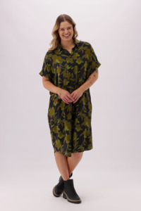 Shine On Label Elara Shirt Dress Shadow Moss Print