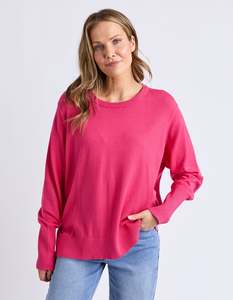 Sale Tops: Elm Sunny Long Sleeve Knit Top Hot Pink