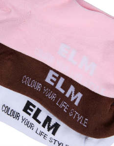Elm No Show Socks 3Pk Pink White Chocolate