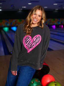 Rebel Club Zebra Heart Crew Charcoal