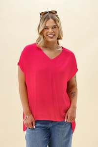 Shine On Label Summer Essential Drape V Neck Top Pink