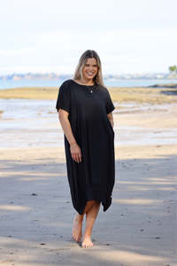 Shine On Label Linen Blend Cocoon Dress Black