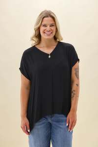 Shine On Brands: Shine On Label Essential Drape V Neck Top Black