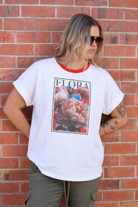 Tees: Rebel Club Flora Frame Tee White