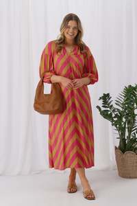 Sunday Boho Violette Stripe Dress Pink