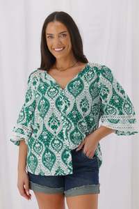 Shine On Label Zaya Top Green Print
