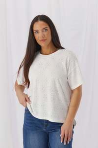 Shine On Label Eden Lace Tee White