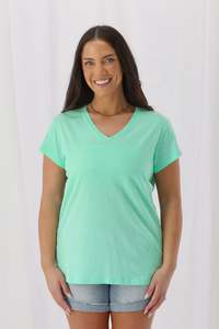 Shine On Essence Staple V neck Tee Neon Mint