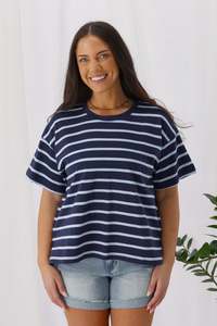 Shine On Essence Luna Relaxed Tee Indigo Sky Stripe