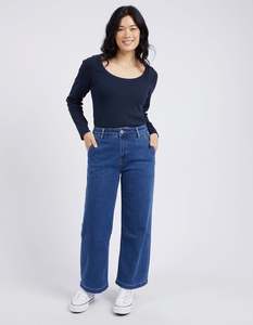 Sale Tops: Elm Crystal L/S Rib Tee Navy
