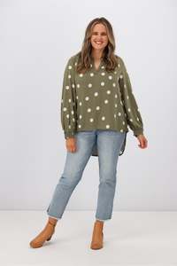 Sale Tops: Stella + Gemma Polly Blouse Olive Spot