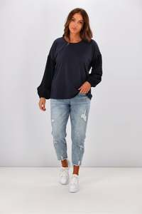 Sale Tops: Shine On Label Cici Gingham Sleeve Top Black Navy