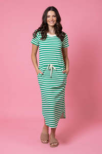 Charlo Sale: Charlo Frankie Dress Green Stripe
