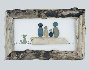 Family of Four & a Dog Pebble Art ShipShapeNelson