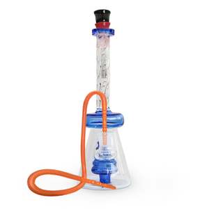 Percolator Waterpipes Xl: Wavy Neck Glass Waterpipe with Percolator 24cm