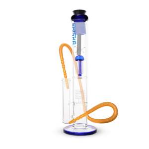 Percolator Waterpipes Xl: Triple Percolator Straight Base Glass Waterpipe with Ice Catcher 40cm