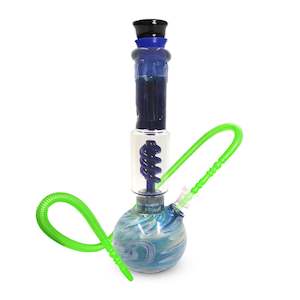Percolator Waterpipes: Coloured Texture Glass Waterpipe with Coil Percolator 28cm