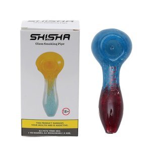 Smoking Pipes: Dokha Double Colored Glass Smoking Pipe 10cm