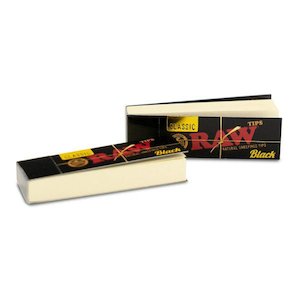Rolling Papers: RAW CLASSIC BLACK Unrefined Tips - 50 Tips