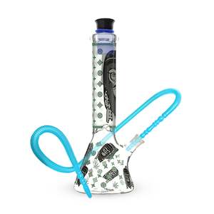 Glowing In Dark Angry Beaker Base Glass Waterpipe 32cm