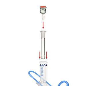 Waterpipe Stems: Glass Shisha Stem 18mm/14mm Flush Mount Glass 12cm