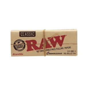 Rolling Papers With Tips: RAW Classic Connoisseur 1 1/4 with Pre-rolled Tips