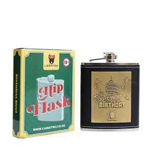 Liquor Accessories: Hip Flask Leather Birthday 7oz