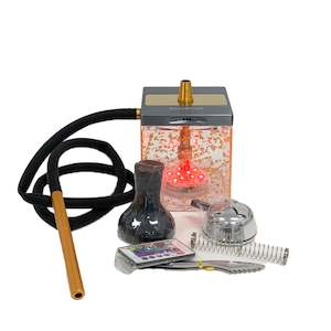 Square Acrylic Shisha Hookah Set with LED Light 1xHose Combo Kit