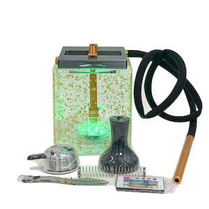 Square Acrylic Shisha Hookah Set with LED Light 1xHose 19cm