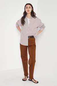 SS24-25: The Baildon Shirt in Burnt Sienna Stripe