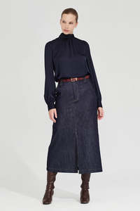 All: The Dryden Skirt in Indigo Denim