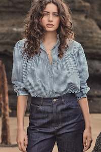 Sale: The Miller Blouse in Emerald Gingham