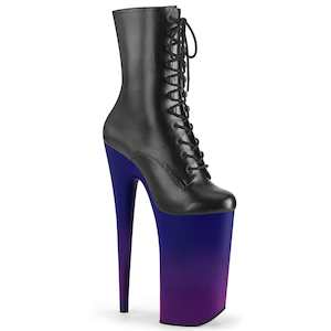 Pole Dance Boots: BEYOND-1020BP Black Faux Leather/Blue-Purple Ombre