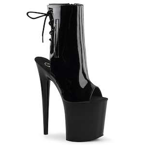 Pole Dance Ankle Boots: FLAMINGO-1018 Black Patent/Black