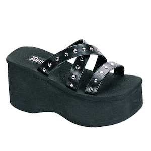 Festival Rave Footwear: FUNN-19 Black Vegan Leather
