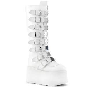 Festival Rave Footwear: DAMNED-318 White Vegan Leather