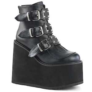 Festival Rave Footwear: SWING-105 Black Vegan Leather