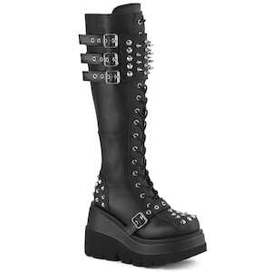 Alternative Knee High Boots: SHAKER-225 Black Vegan Leather
